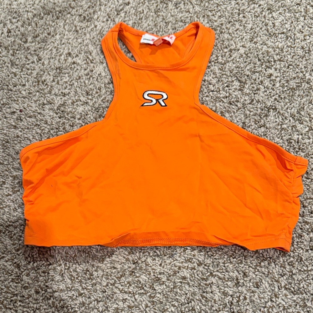 Orange SR Logo High-Neck Crop Top
